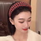 Women Plaid Headband Padded Hairband Wide Sponge Hair Hoop Band Head Decor - Light Khaki