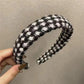 Women Plaid Headband Padded Hairband Wide Sponge Hair Hoop Band Head Decor - Light Khaki