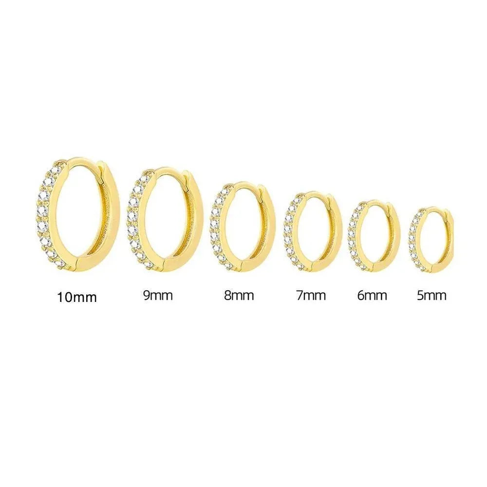 7sizes Hoop Earring Silver Zirconia Ear Huggie Hoop Cartilage Piercing Jewellery - Champagne-5mm