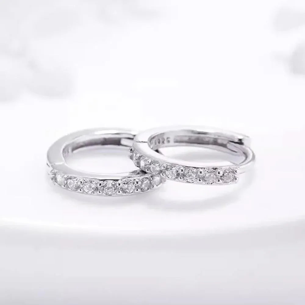 7sizes Hoop Earring Silver Zirconia Ear Huggie Hoop Cartilage Piercing Jewellery - Champagne-5mm
