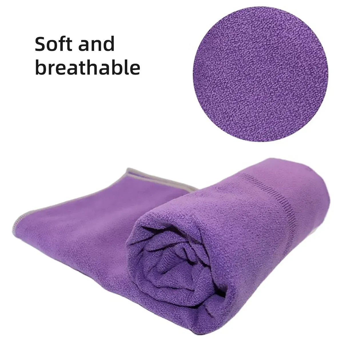 Portable Yoga Blanket with Body Position Line Non Slip Soft for Home Gym Studio - Blue