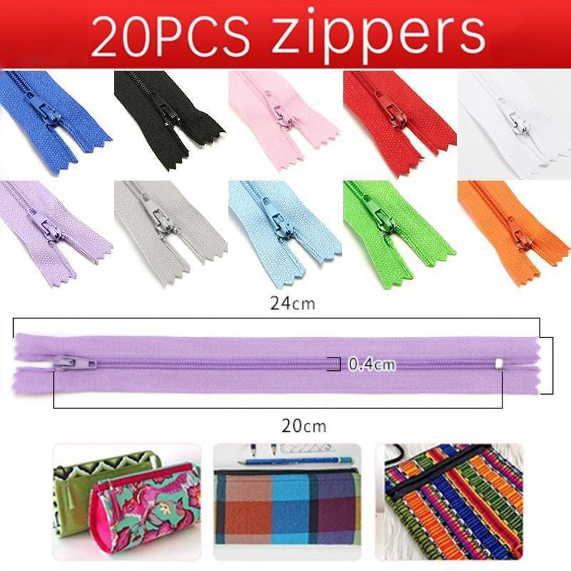 20PCS Closed End Nylon Zippers Tailor Sewer DIY Craft Sewing 20cm - Mixed Colour