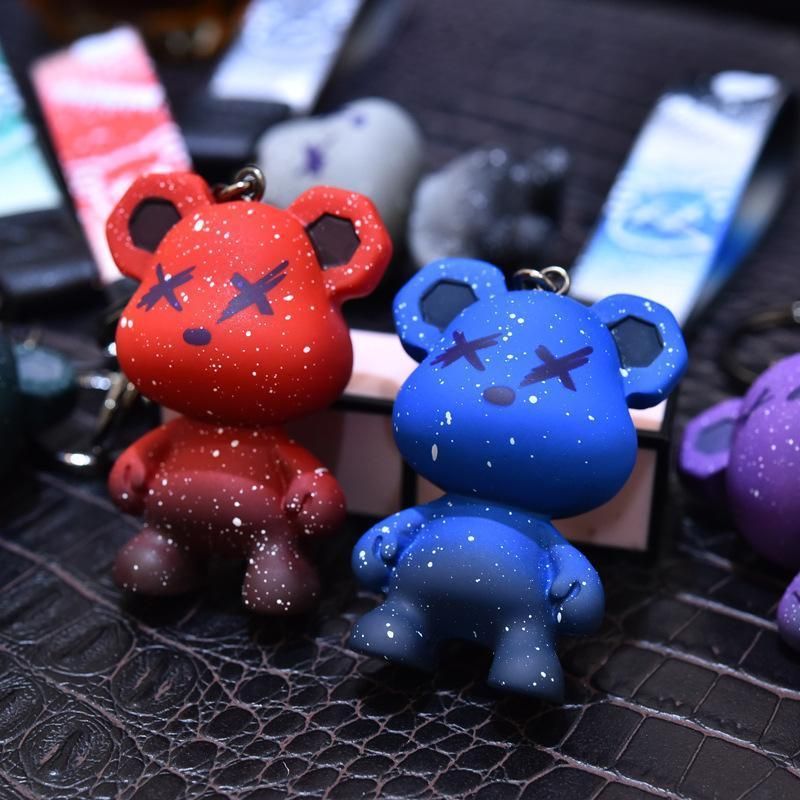 Car Keyring Animal Key Ring Lanyard Bear Keychain Gradient colour Bear Keychain - Green
