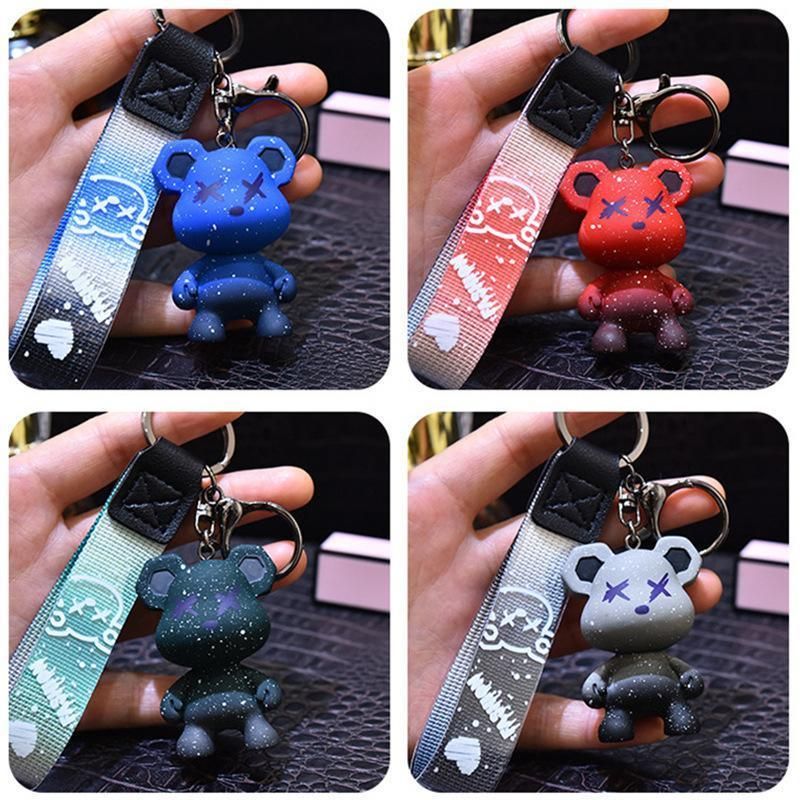 Car Keyring Animal Key Ring Lanyard Bear Keychain Gradient colour Bear Keychain - Green