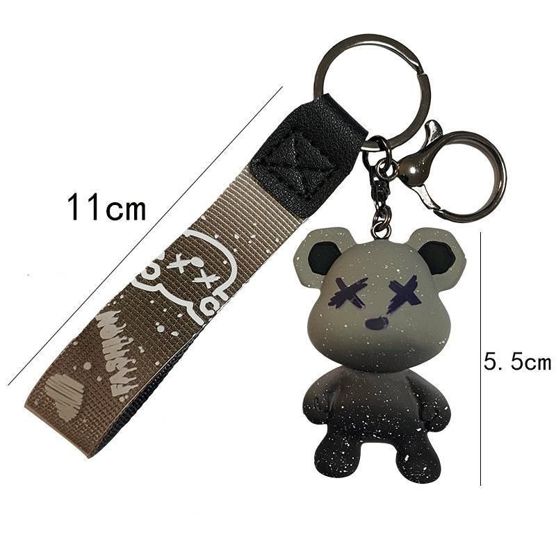 Car Keyring Animal Key Ring Lanyard Bear Keychain Gradient colour Bear Keychain - Green