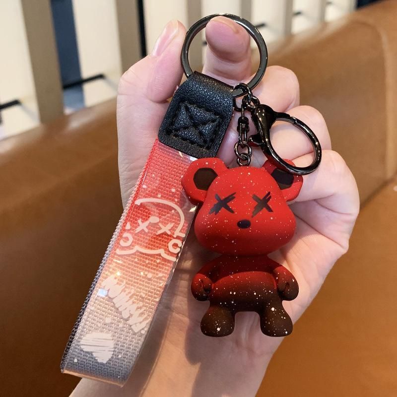 Car Keyring Animal Key Ring Lanyard Bear Keychain Gradient colour Bear Keychain - Green