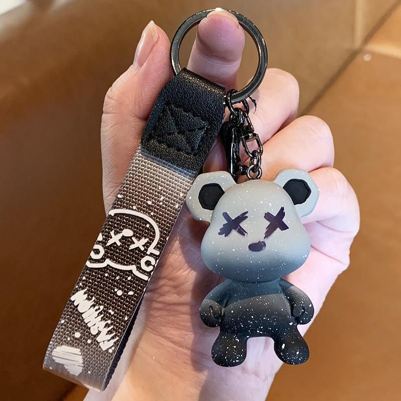 Car Keyring Animal Key Ring Lanyard Bear Keychain Gradient colour Bear Keychain - Green