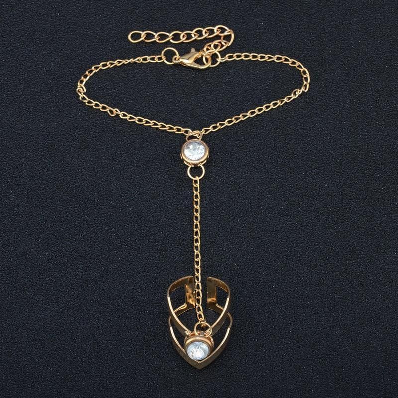 Geometric Hollow Arrow Ring Bracelet Integrated Creative Finger Chain Set Chain - Silver