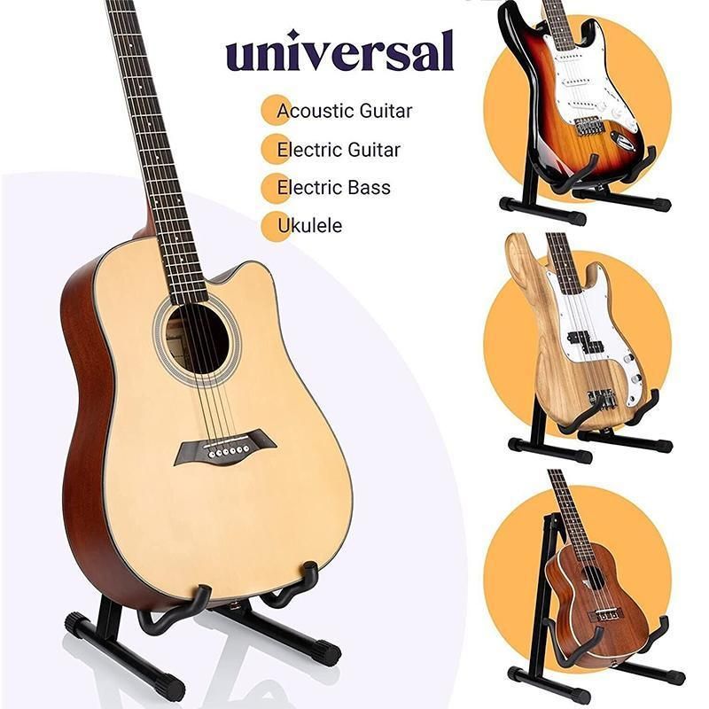 Folding Guitar Stand Floor Rack Electric Acoustic Bass Gig Holder Rack Portable