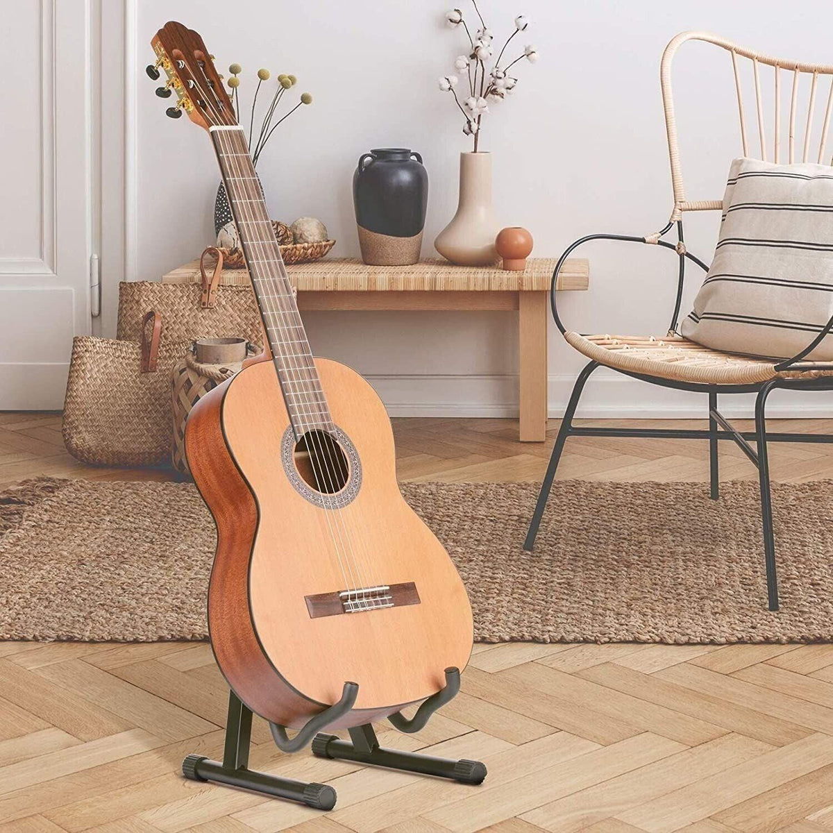 Folding Guitar Stand Floor Rack Electric Acoustic Bass Gig Holder Rack Portable