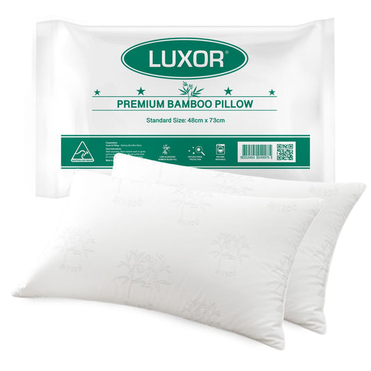 Luxor Bamboo Cooling Pillows Australian Made Standard Size Twin Pack