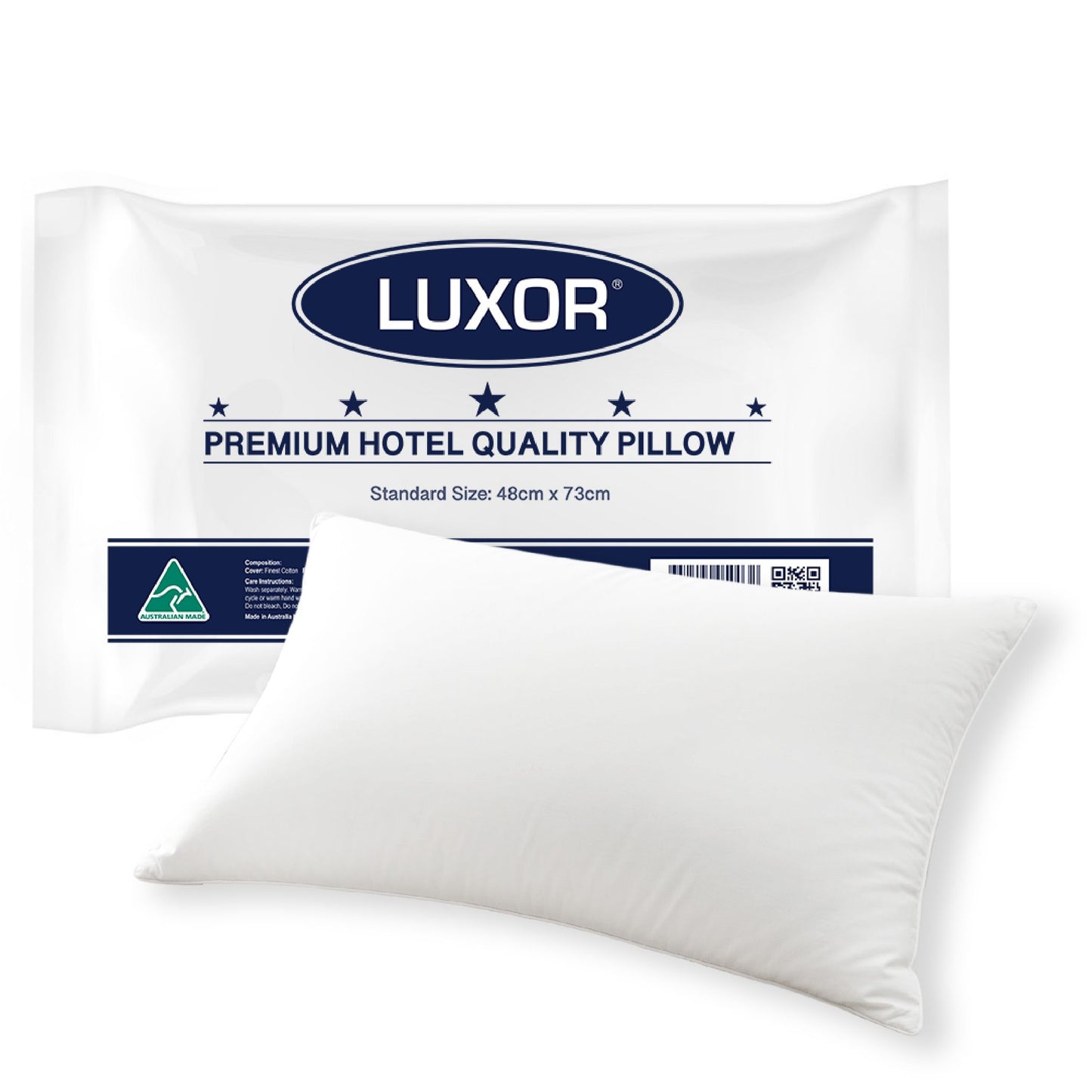 Luxor Australian Made Hotel Quality Pillow Standard Size Single Pack