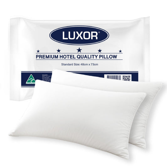 Luxor Hotel Quality Pillows Australian Made Standard Size Twin Pack