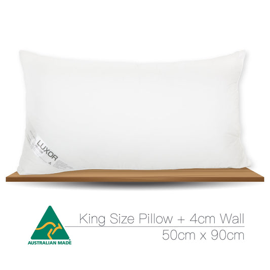 Luxor Hotel Pillow Australian Made King Size with 4cm Wall Single Pack