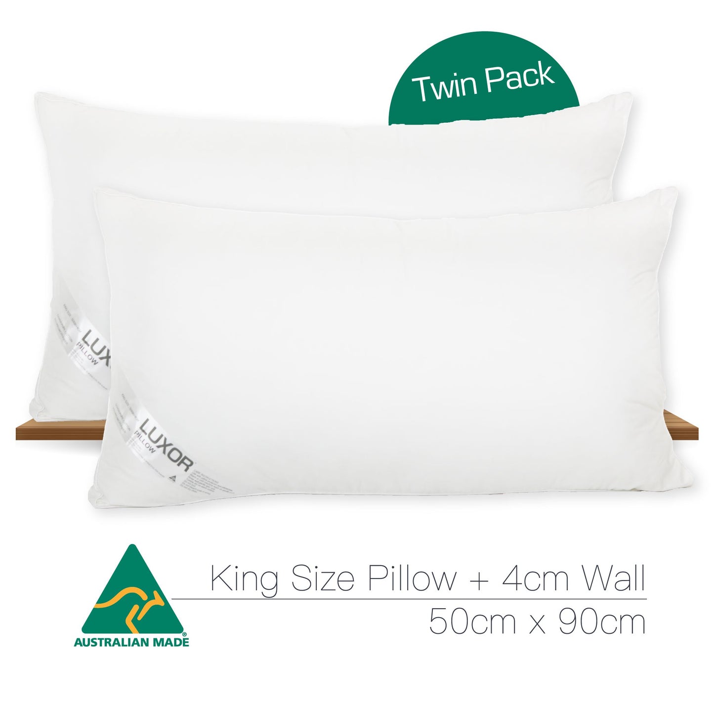 Luxor Hotel Pillows Australian Made King Size with 4cm Wall Twin Pack