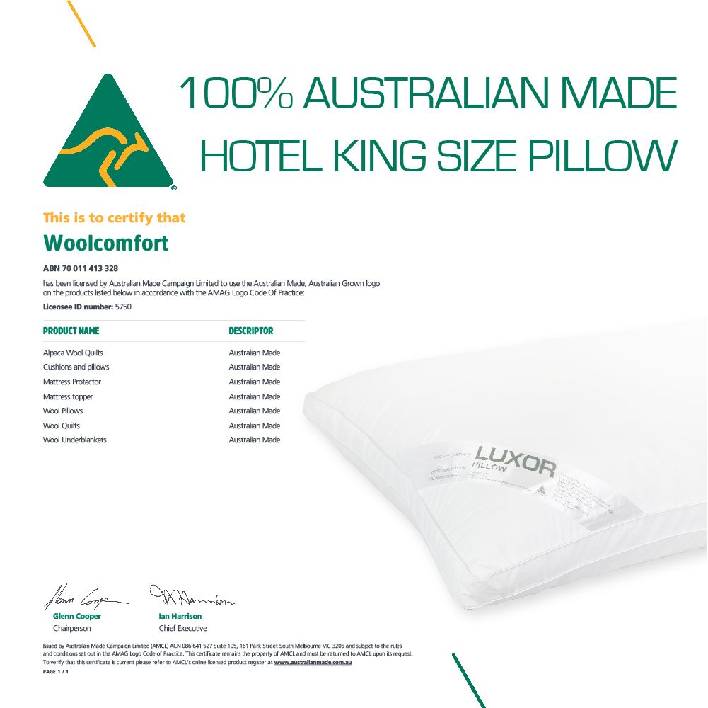 Luxor Hotel Pillows Australian Made King Size with 4cm Wall Twin Pack