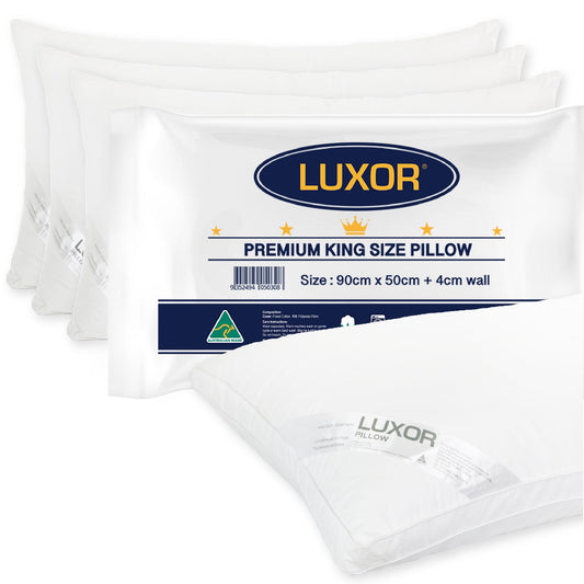 Luxor Hotel Pillows Australian Made King Size with 4cm Wall Four Pack