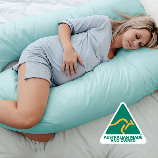 Woolcomfort Pregnancy Body Pillow Australian Made with Pillowcase Aquamarine