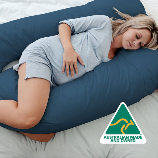 Woolcomfort Pregnancy Body Pillow Australian Made with Pillowcase Ocean