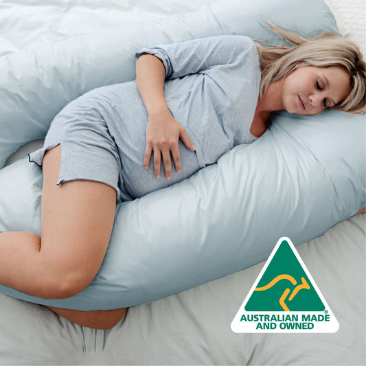 Woolcomfort Pregnancy Body Pillow Australian Made with Pillowcase Sky