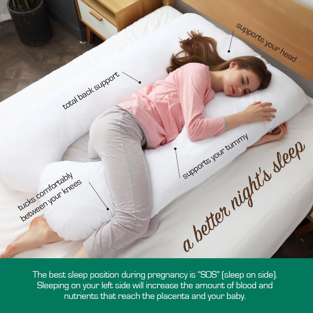 Woolcomfort Pregnancy Body Pillow Australian Made with Pillowcase Sky