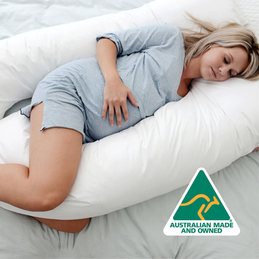 Woolcomfort Pregnancy Body Pillow Australian Made with Pillowcase White