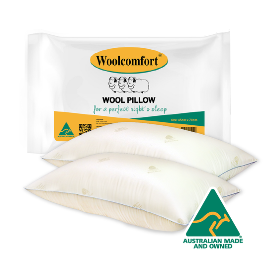 Woolcomfort Wool Pillows Australian Made Natural Health Twin Pack