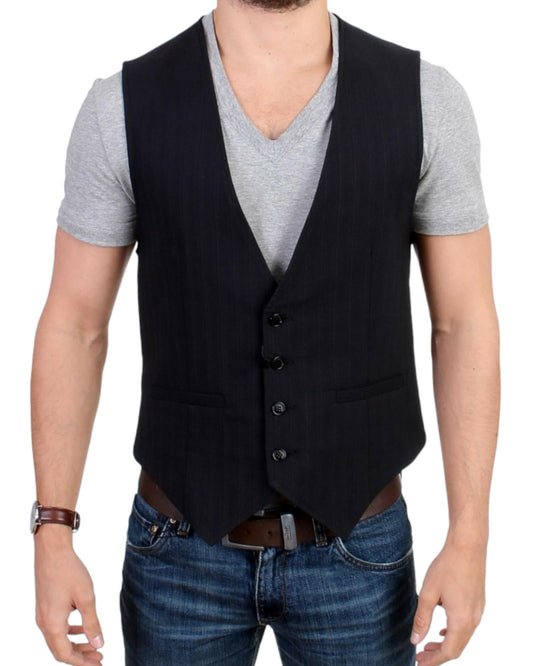 Costume National CNC Black Striped Casual Vest 48 IT Men