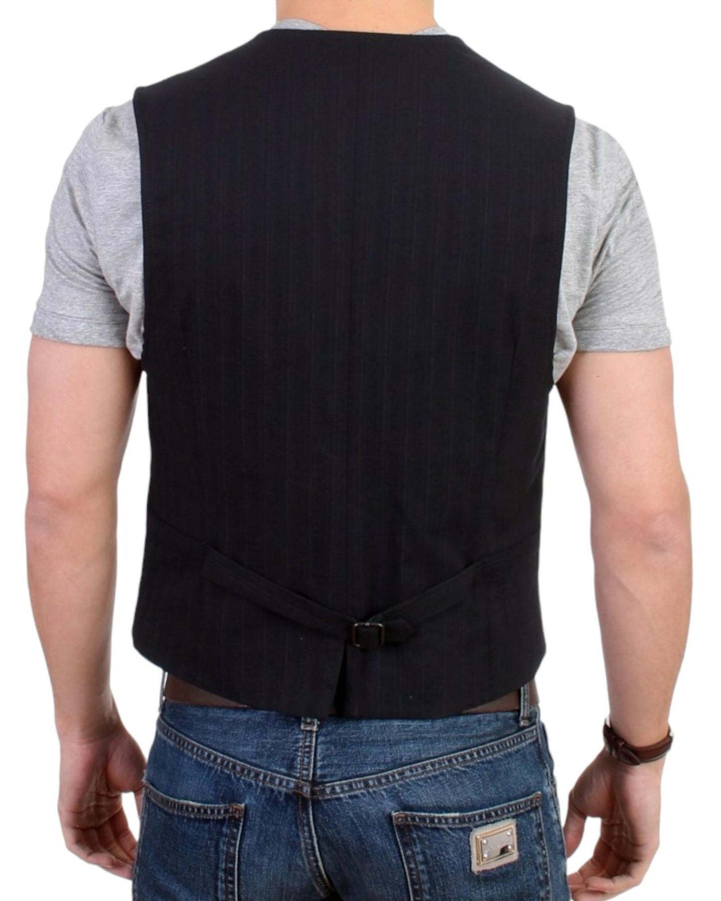 Costume National CNC Black Striped Casual Vest 48 IT Men