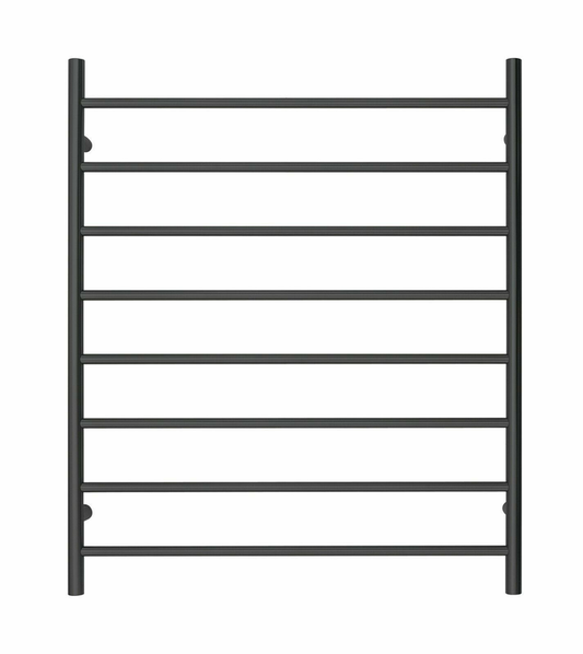 Premium Matte Black Heated Towel Rack - 8 Bars, Round Design, AU Standard, 1000x850mm Wide