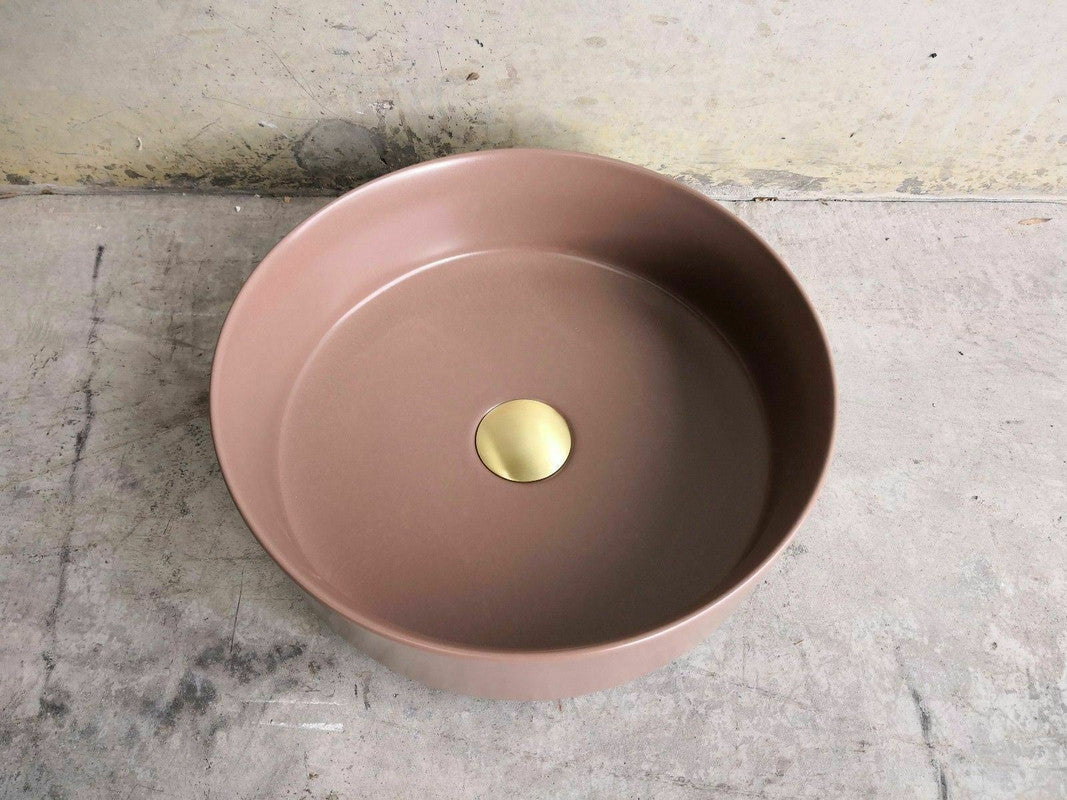 2023 Matte Black matte white matte Pink Green Gold Copper Round 360 mm Dia top counter basin porcelain sink