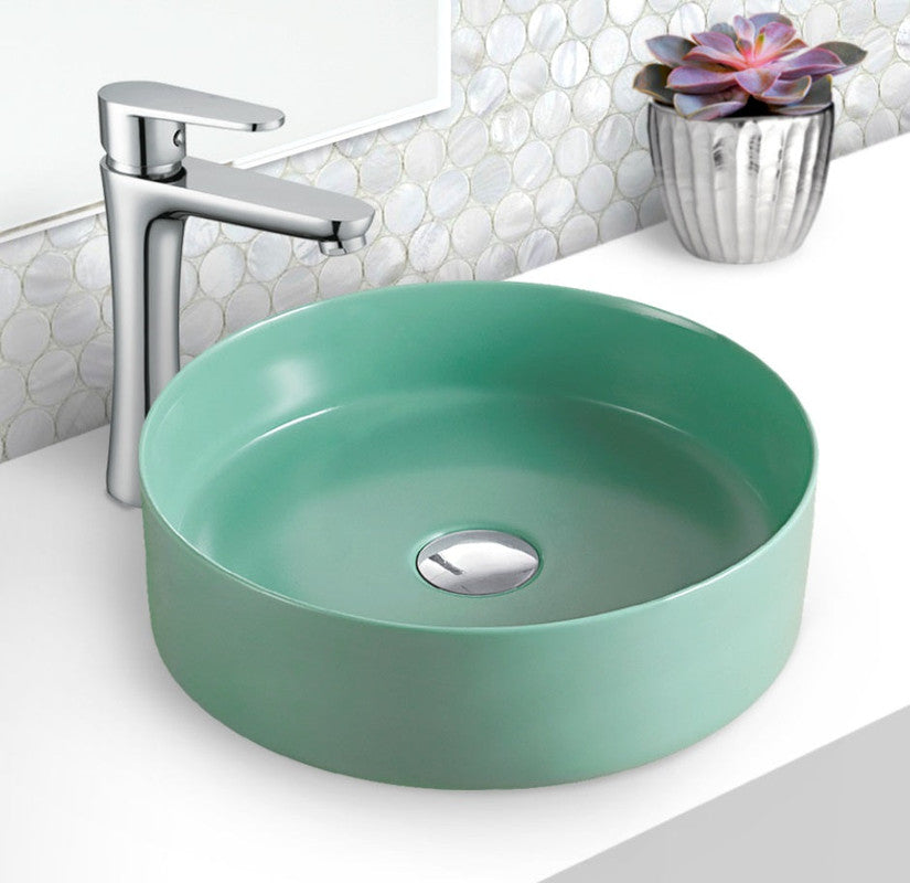 2023 Matte Black matte white matte Pink Green Gold Copper Round 360 mm Dia top counter basin porcelain sink