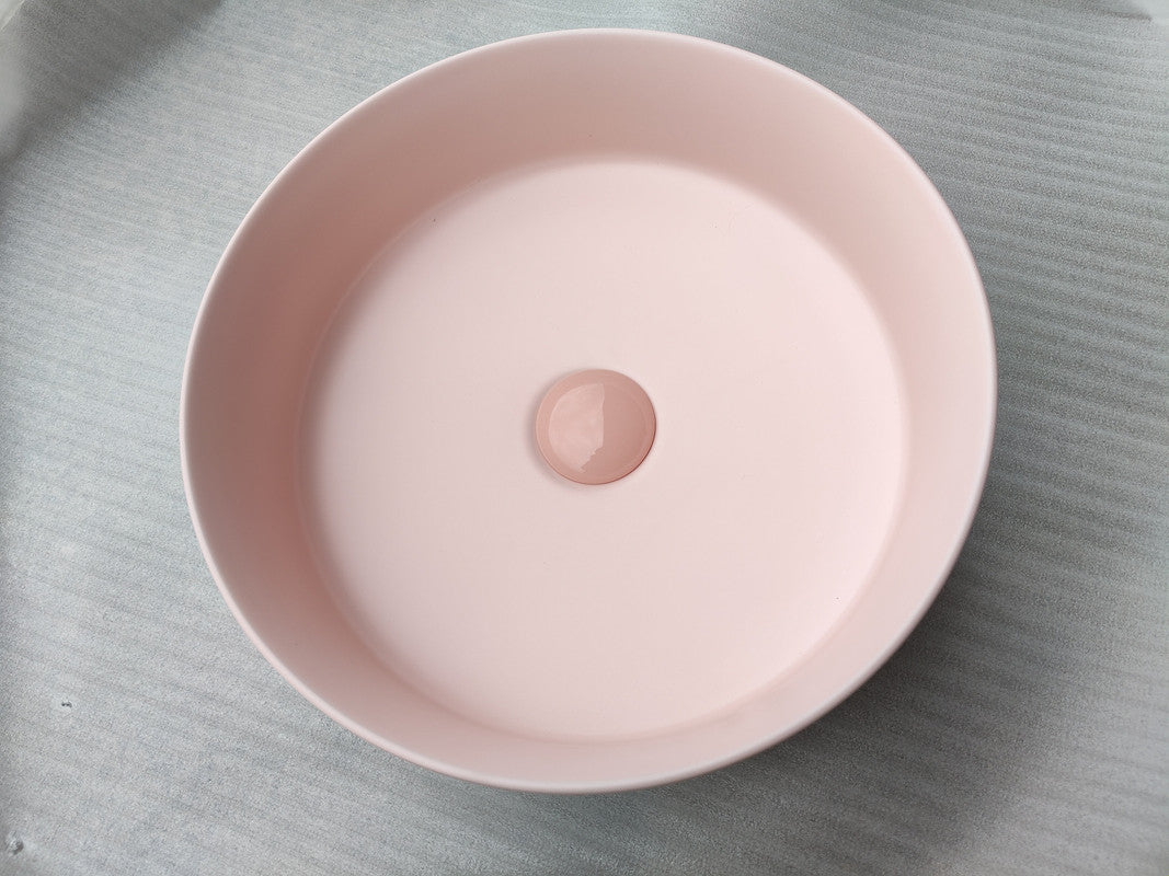 2023 Matte Black matte white matte Pink Green Gold Copper Round 360 mm Dia top counter basin porcelain sink