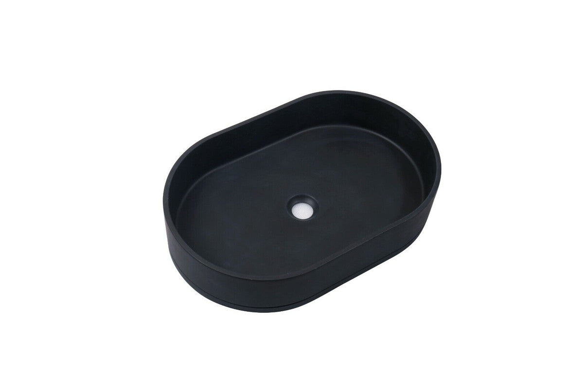 Ultra Modern Concrete Cement Wash Basin Counter Top Matte Black Oval Basin