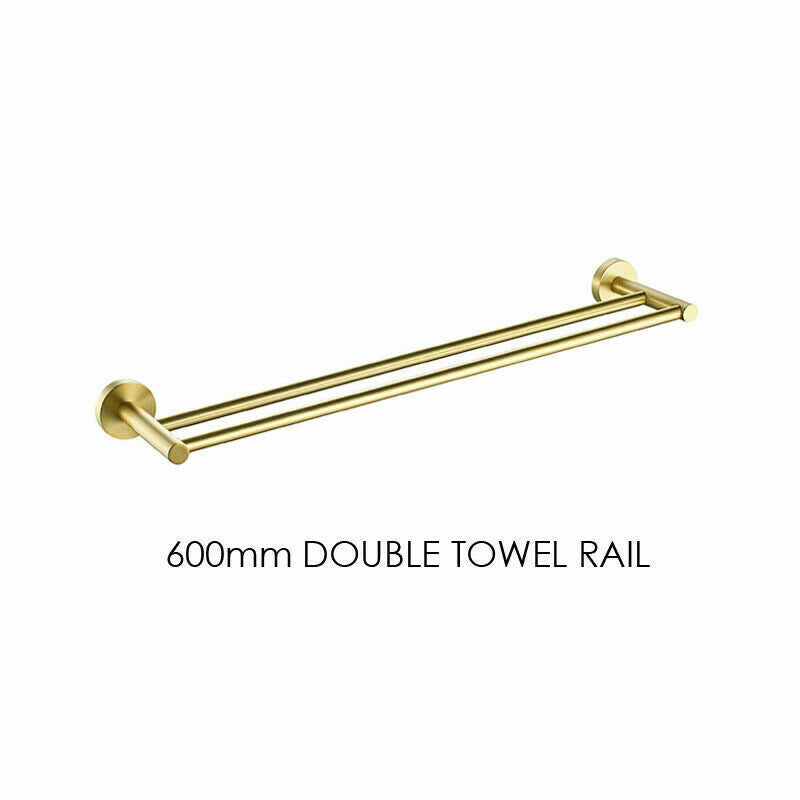 Towel Rack Rail Luxurious Brushed Gold Stainless Steel 304 Double Bar 600mm