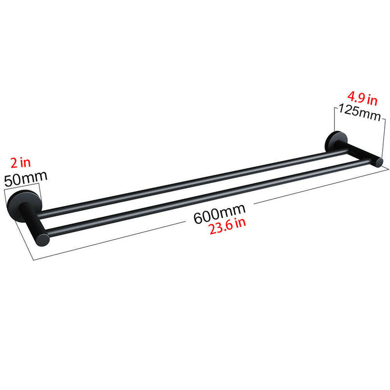 Towel Rack Rail Luxurious Brushed Gold Stainless Steel 304 Double Bar 600mm