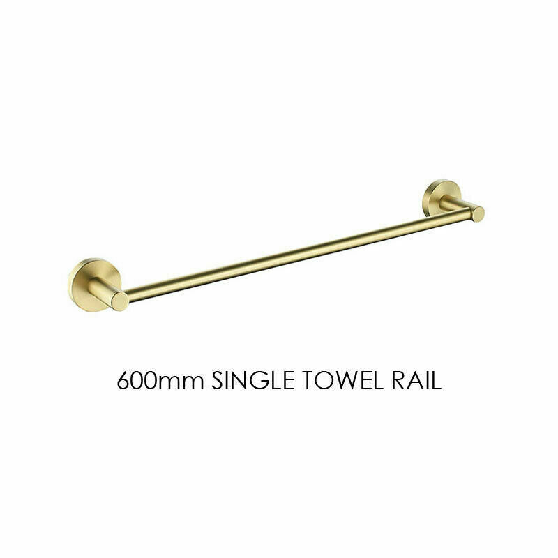Towel Rack Rail Luxurious Brushed Gold Stainless Steel 304 Single Bar 600mm