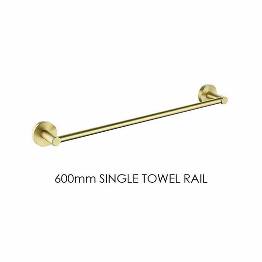 Towel Rack Rail Luxurious Brushed Gold Stainless Steel 304 Single Bar 600mm