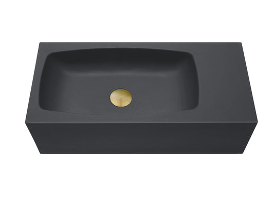 Concrete Cement Wash Basin Wall Hung Curved Matte Black New