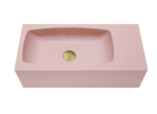 Concrete Cement Wash Basin Counter Top Wall Hung Curved Matte Pink New
