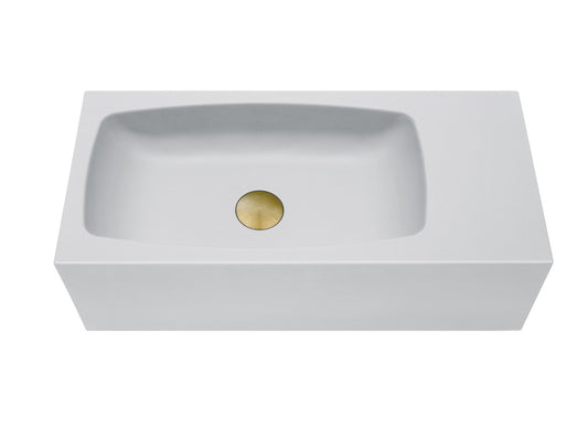 Concrete Cement Wash Basin Wall Hung Curved Matte White New