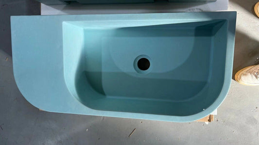 Concrete Cement Wash Basin Wall Hung Counter Top Matte Teal New