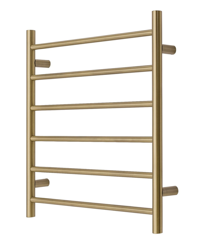 Towel Rack Premium Brushed Gold - 6 Bars, Round Design, AU Standard, 650x620mm Wide