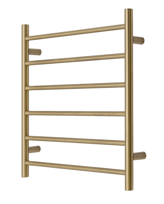 Towel Rack Premium Brushed Gold - 6 Bars, Round Design, AU Standard, 650x620mm Wide