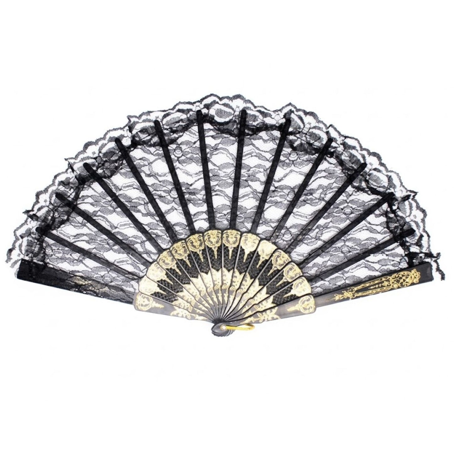 LACE FAN Hand Folding Wedding Party Bridal Spanish Costume Accessory - Black
