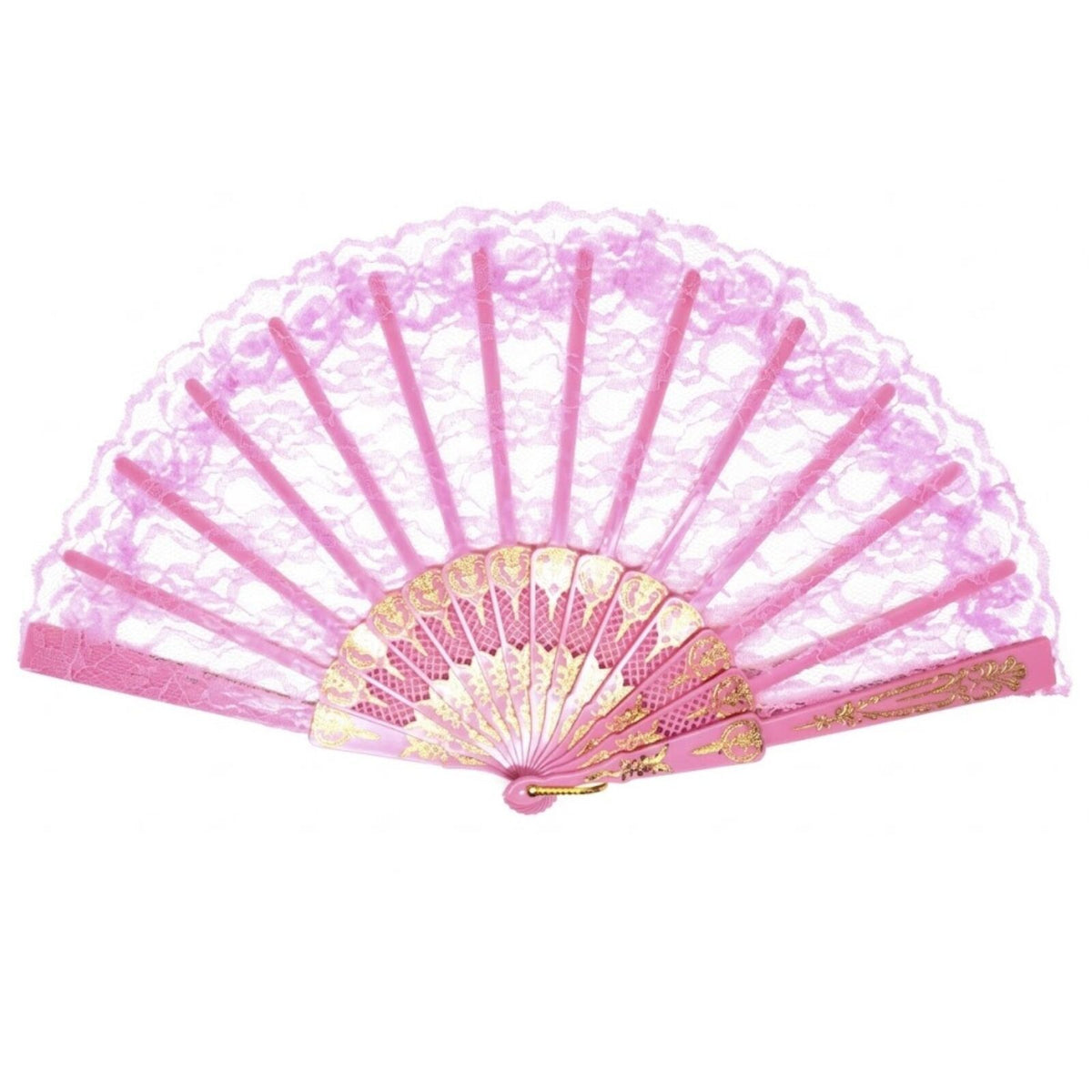 LACE FAN Hand Folding Wedding Party Bridal Spanish Costume Accessory - Light Pink