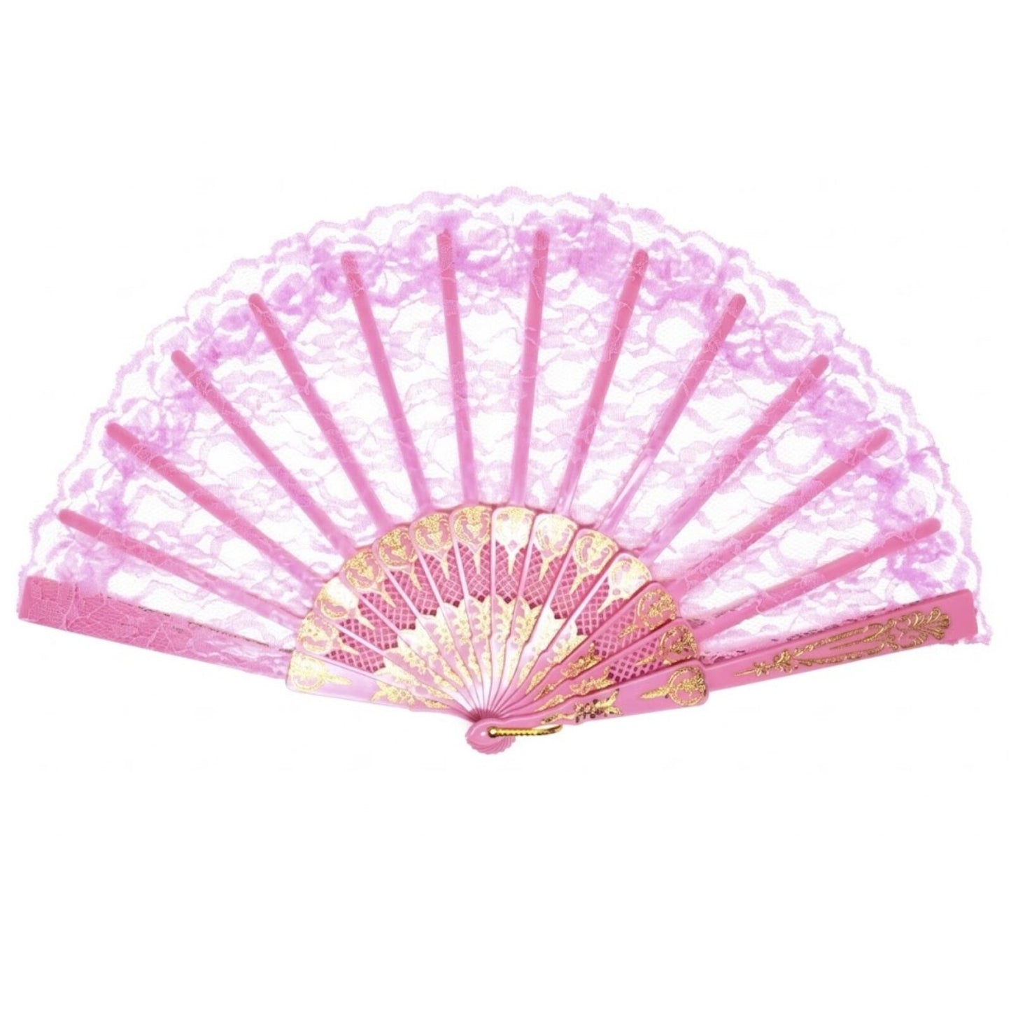 LACE FAN Hand Folding Wedding Party Bridal Spanish Costume Accessory - Light Pink