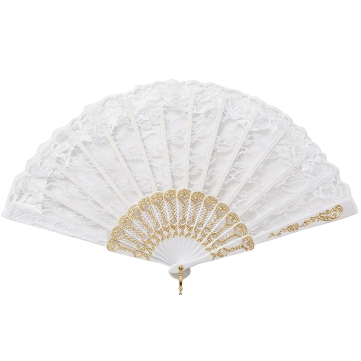 LACE FAN Hand Folding Wedding Party Bridal Spanish Costume Accessory - White
