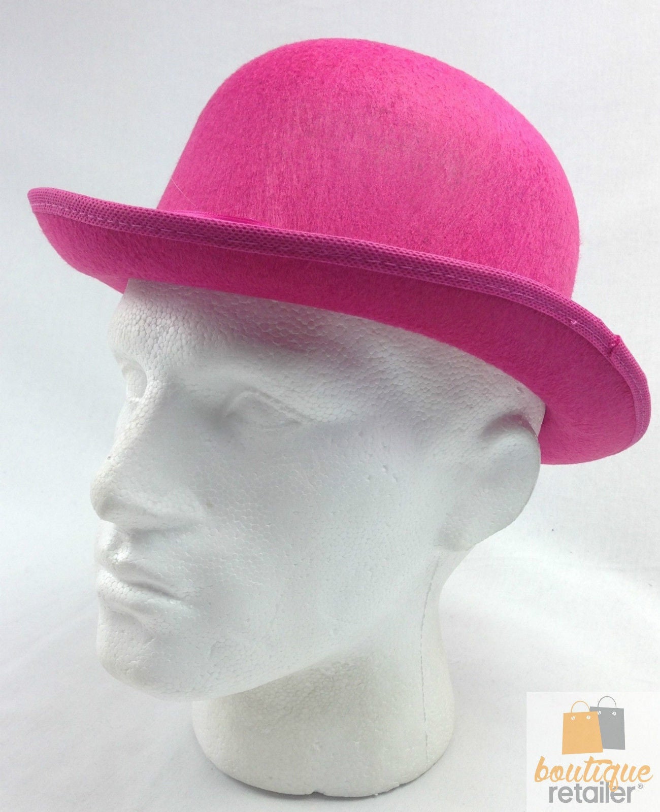 BOWLER HAT Party Vintage Costume Derby Felt Dance Halloween in Hot Pink