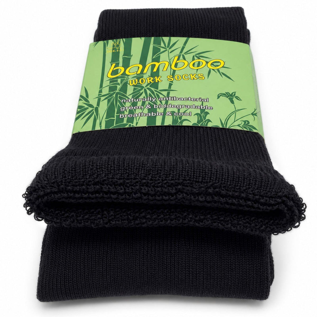 6 Pairs Mens Bamboo Rich Work Socks Thick Cushioned Anti Odour - Black